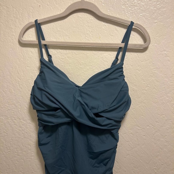 Halara Backless Ruched Bodycon Dress Teal Blue Size L NWT - Picture 10 of 10